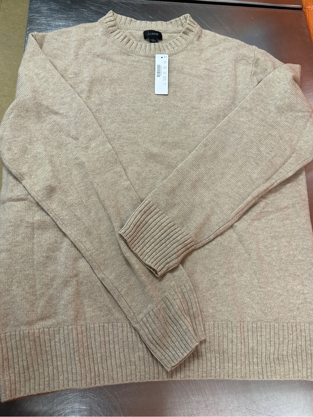 NWT J.Crew Merino Wool Crewneck Sweater Beige Lightweight Women's Size Large
